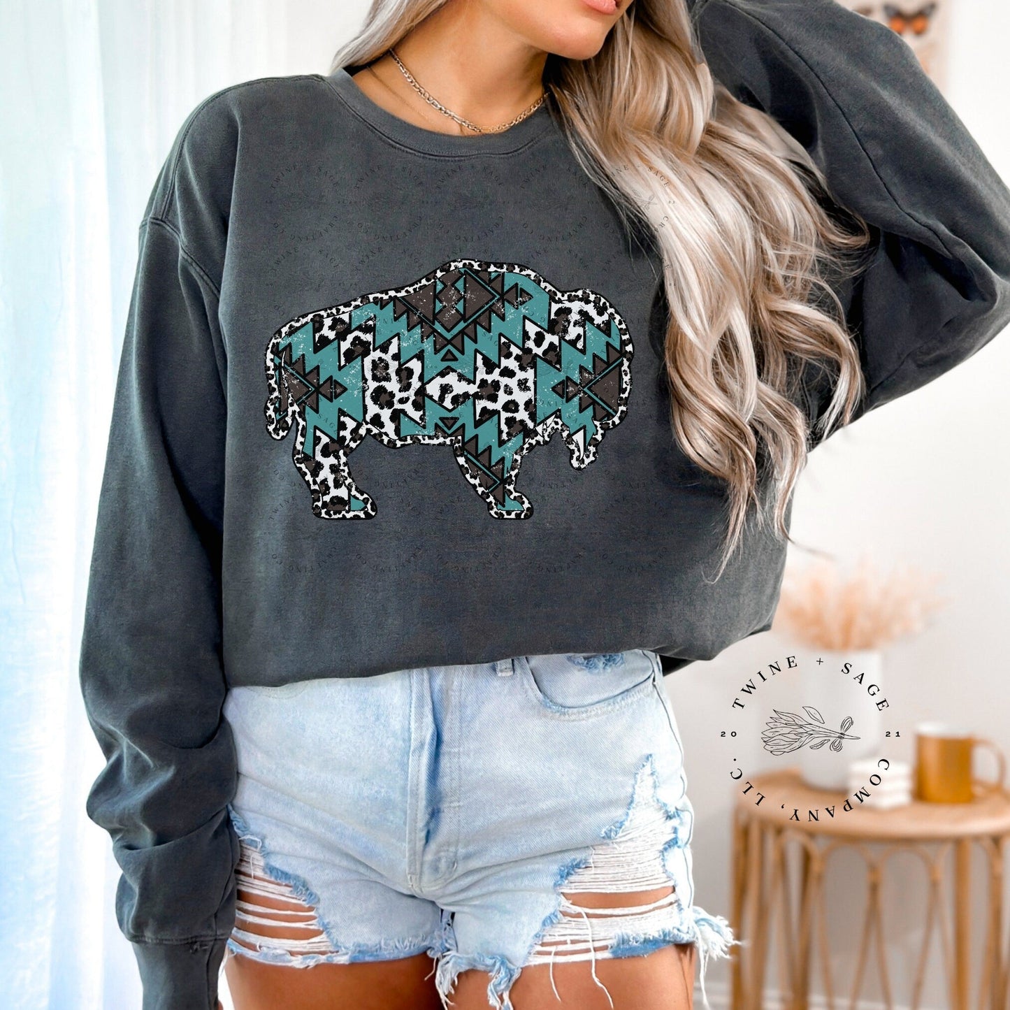 Buffalo Sweatshirt, Comfort Colors Cowboy Sweatshirt, Cowboy Sweatshirt, Western Sweatshirt, Country Sweatshirt - Twine + Sage Co. LLC