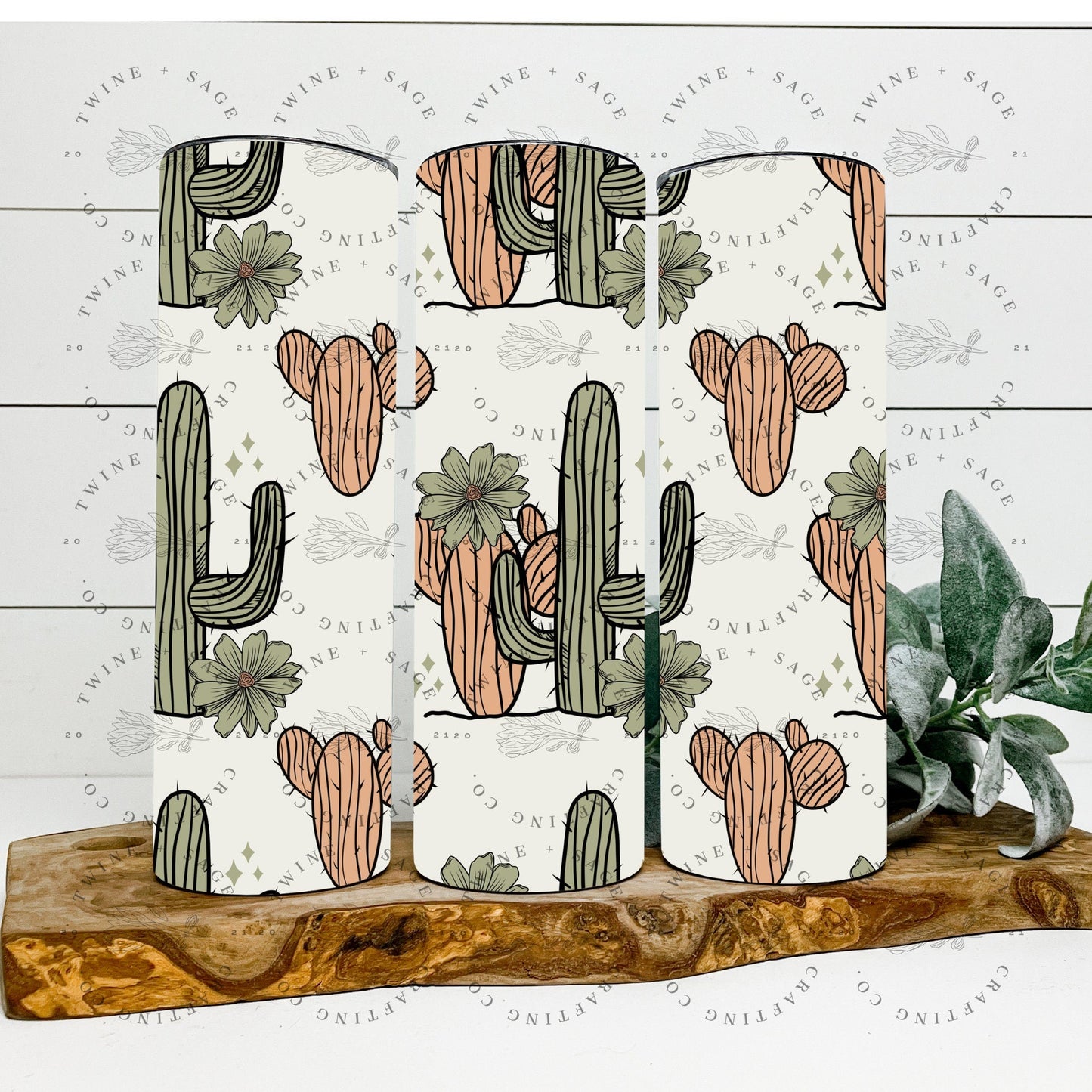 Cactus Tumbler, Skinny Tumbler, Mama Tumbler, Desert Cactus Cup, Gift, Mother's Day Gift, Gift For Her - Twine + Sage Co. LLC