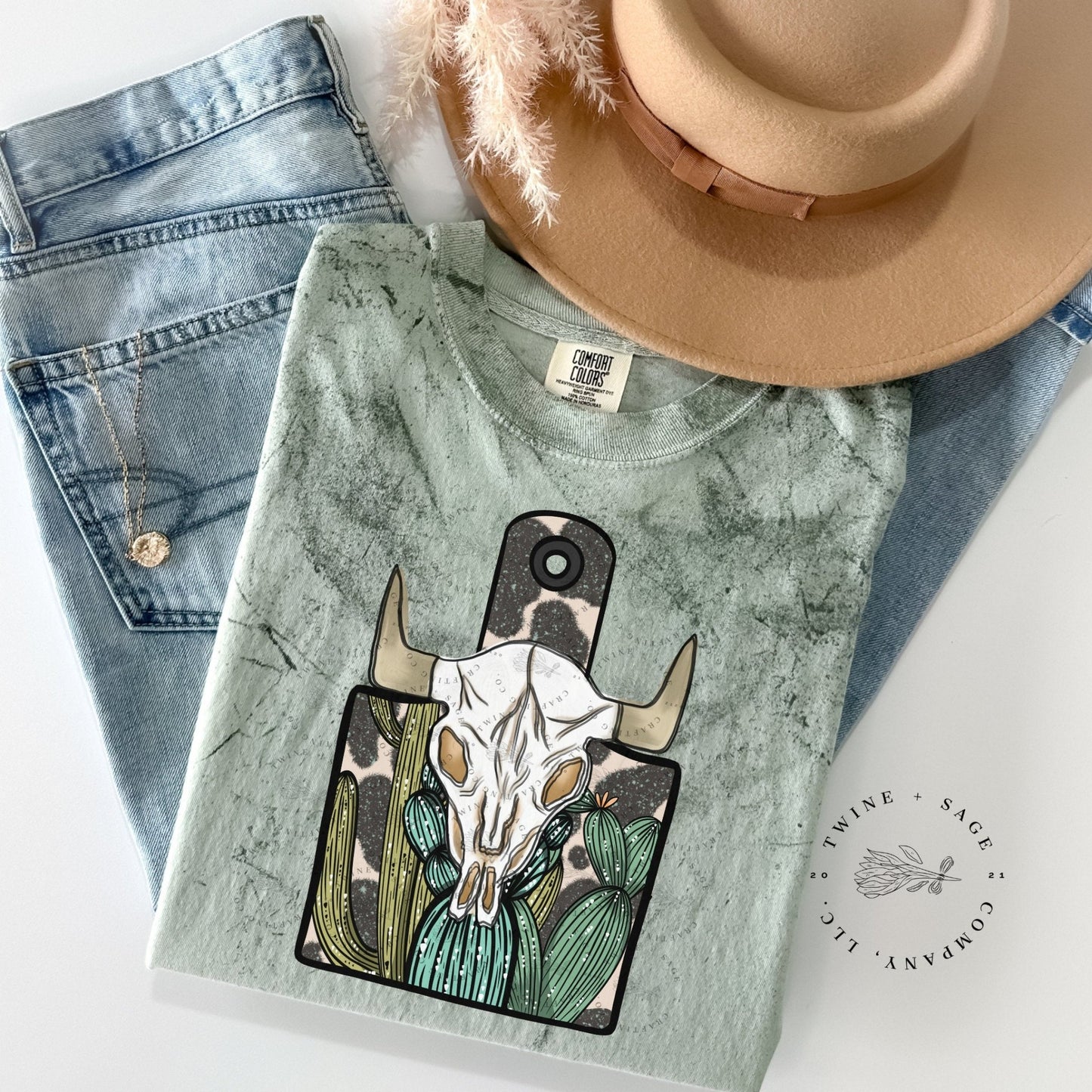 Cow Skull Shirt, Cow Tag Shirt, Western Shirt, Cow Shirt, Graphic Tee Shirt, Comfort Colors Shirt - Twine + Sage Co. LLC