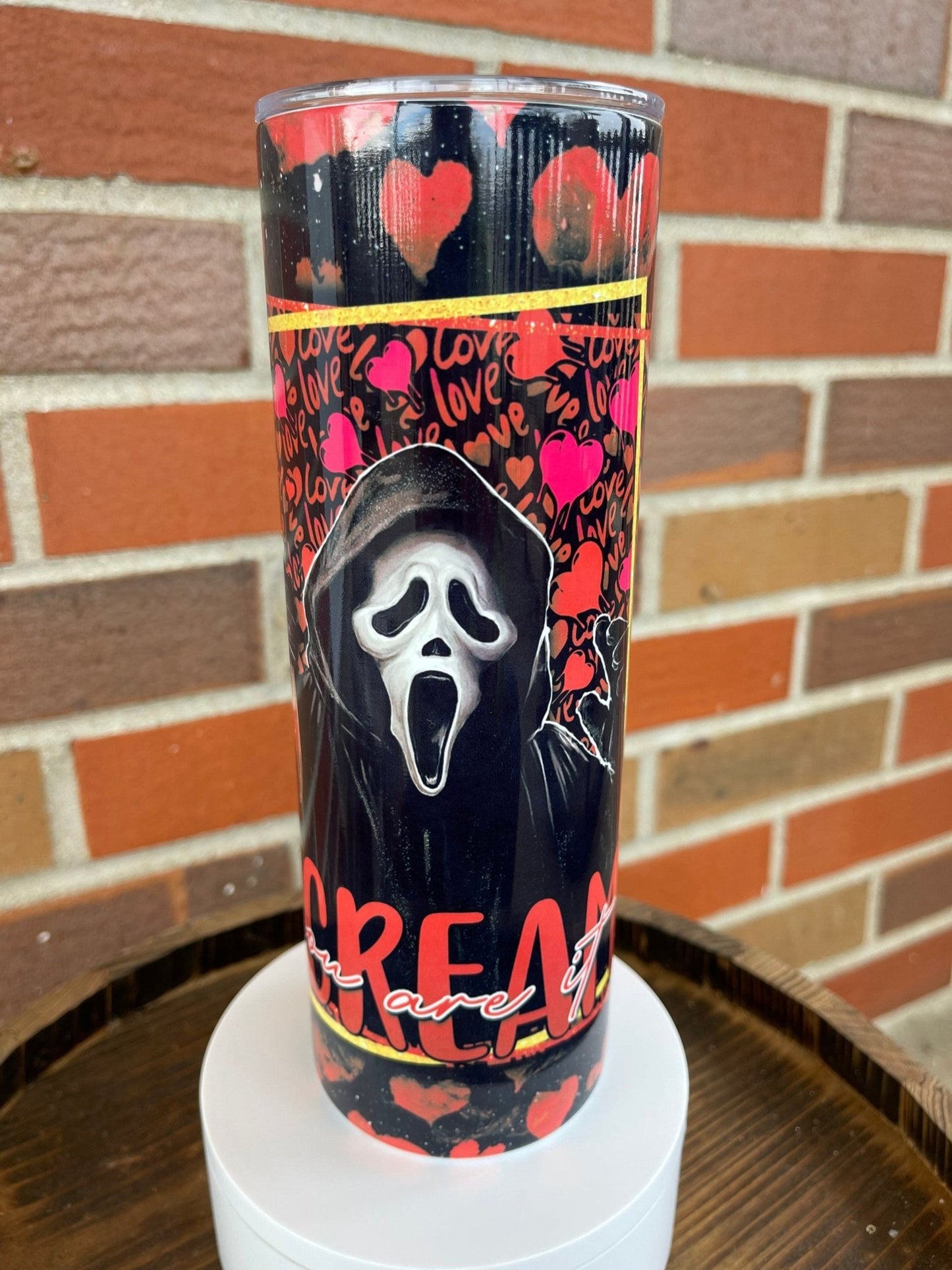 Ghostface 20 oz Skinny Tumbler, Scream Valentines Day Tumbler, Ghost Face Tumbler, Horror Movie Cup, Valentine, Gift For Her, Gift For Him - Twine + Sage Co. LLC