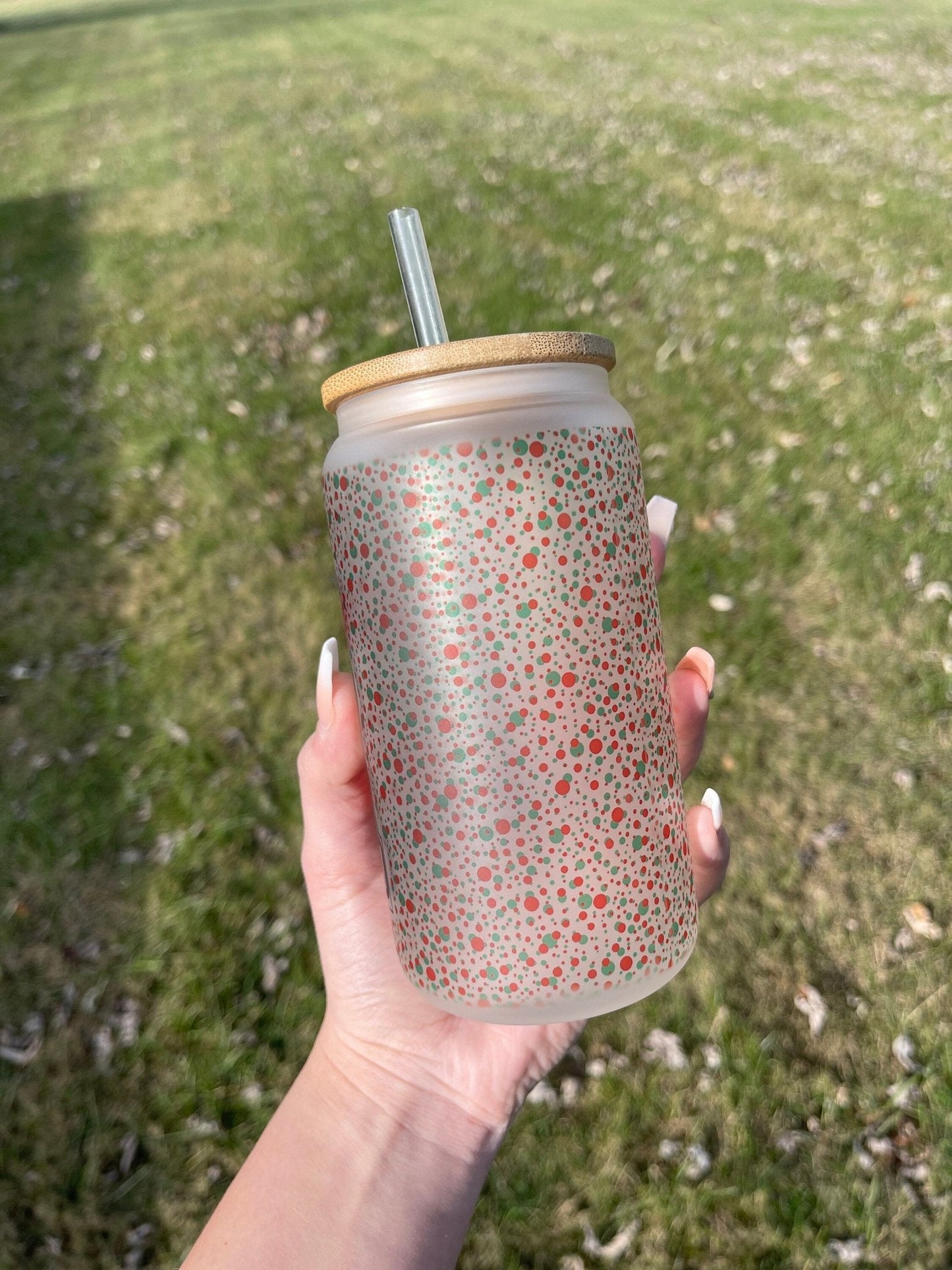 Mean Inside And Caffeinated 16 Oz Frosted Glass Tumbler, Skeleton, Christmas Tumbler, Frosted Glass Coffee Tumbler, Xmas Tumbler, X - mas - Twine + Sage Co. LLC
