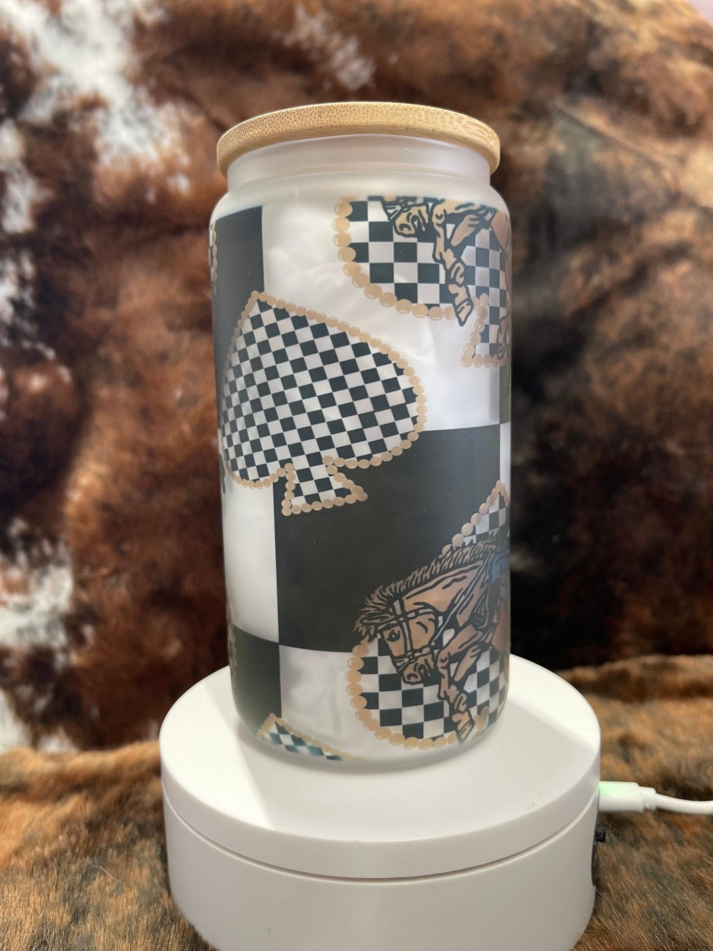 Western Tumbler, 16 Oz Frosted Glass Tumbler, Tumbler, Cute Tumbler, Gift Tumbler, Frosted Glass Coffee Tumbler - Twine + Sage Co. LLC