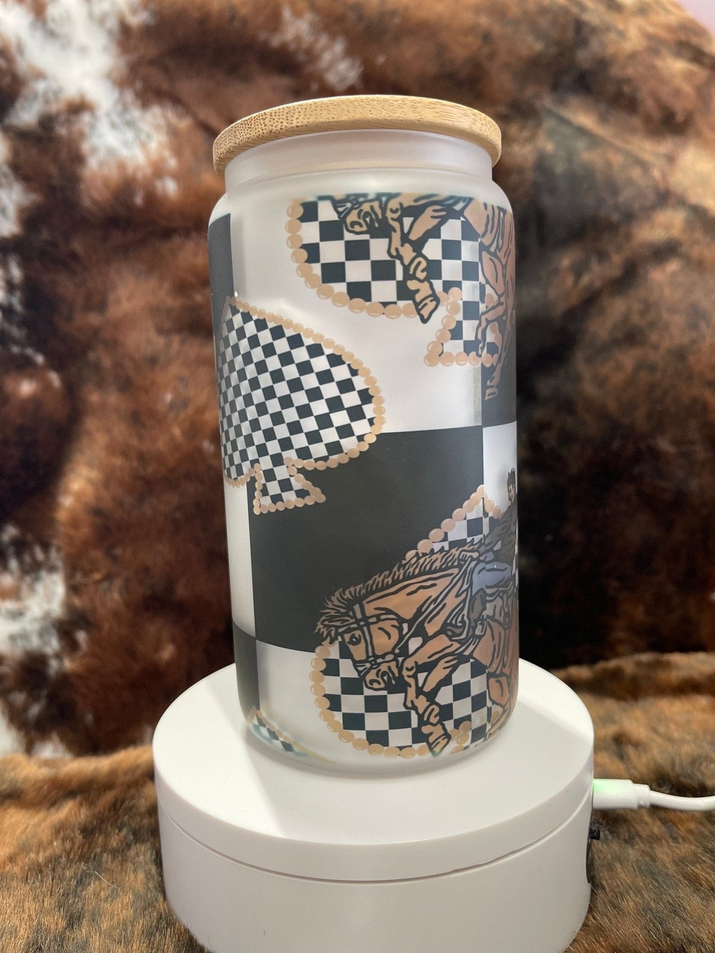 Western Tumbler, 16 Oz Frosted Glass Tumbler, Tumbler, Cute Tumbler, Gift Tumbler, Frosted Glass Coffee Tumbler - Twine + Sage Co. LLC