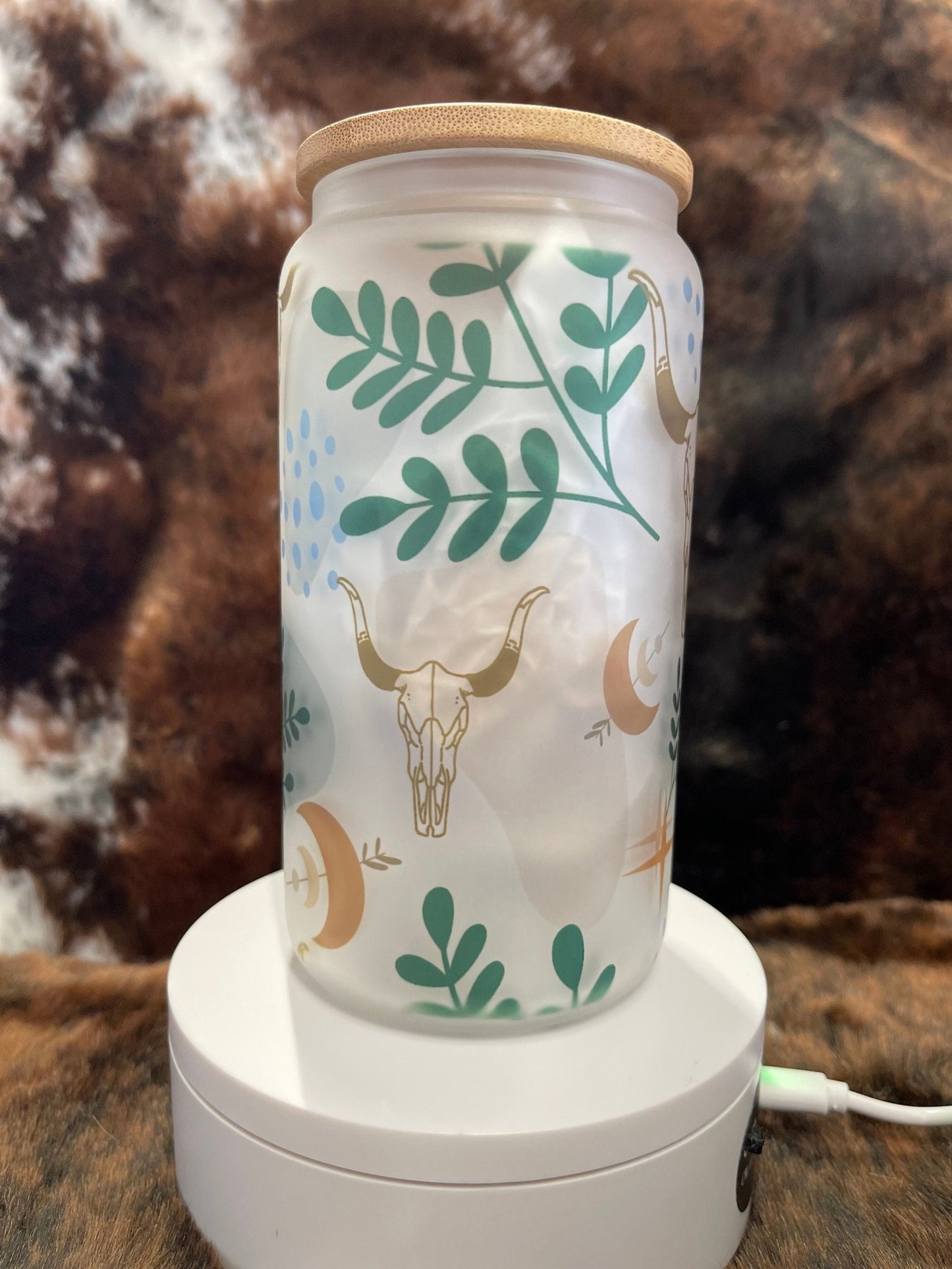 Western Tumbler, 16 Oz Frosted Glass Tumbler, Tumbler, Cute Tumbler, Gift Tumbler, Frosted Glass Coffee Tumbler - Twine + Sage Co. LLC
