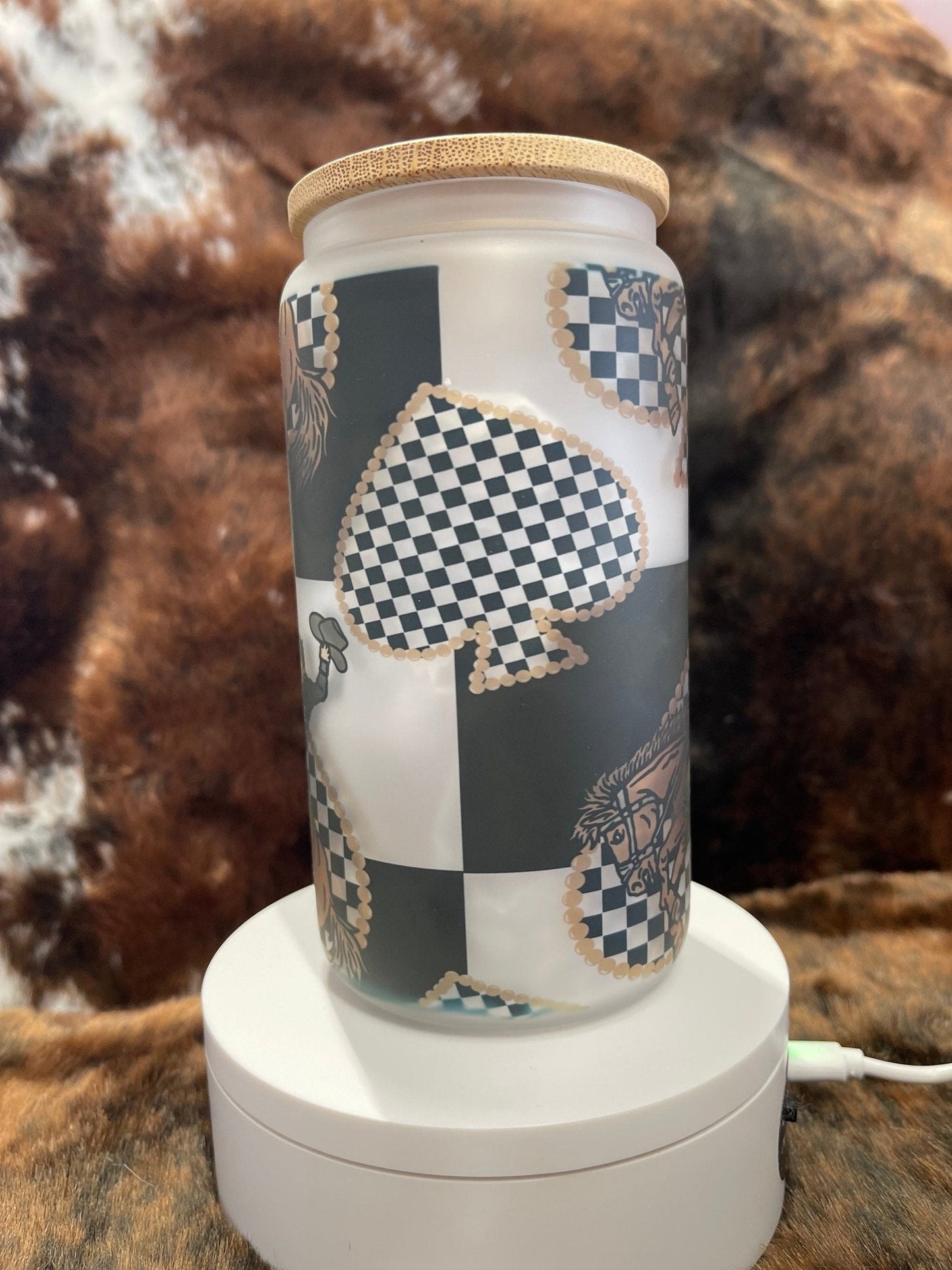 Western Tumbler, 16 Oz Frosted Glass Tumbler, Tumbler, Cute Tumbler, Gift Tumbler, Frosted Glass Coffee Tumbler - Twine + Sage Co. LLC
