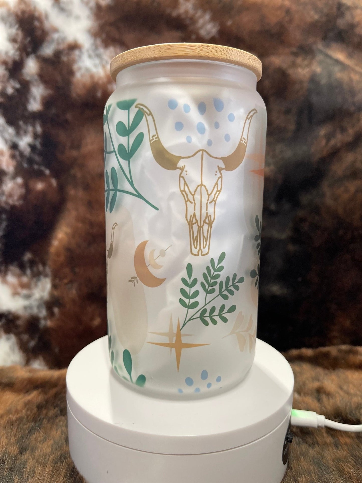 Western Tumbler, 16 Oz Frosted Glass Tumbler, Tumbler, Cute Tumbler, Gift Tumbler, Frosted Glass Coffee Tumbler - Twine + Sage Co. LLC