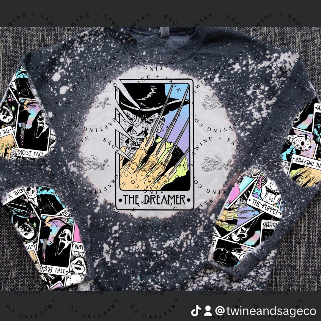Horror Tarot Cards Sweatshirt, Ghostface, Scream, Horror, Scream Crewneck, Halloween Horror Bleach Crew Sweatshirt, Woodsboro, Slasher - Twine + Sage Co. LLC