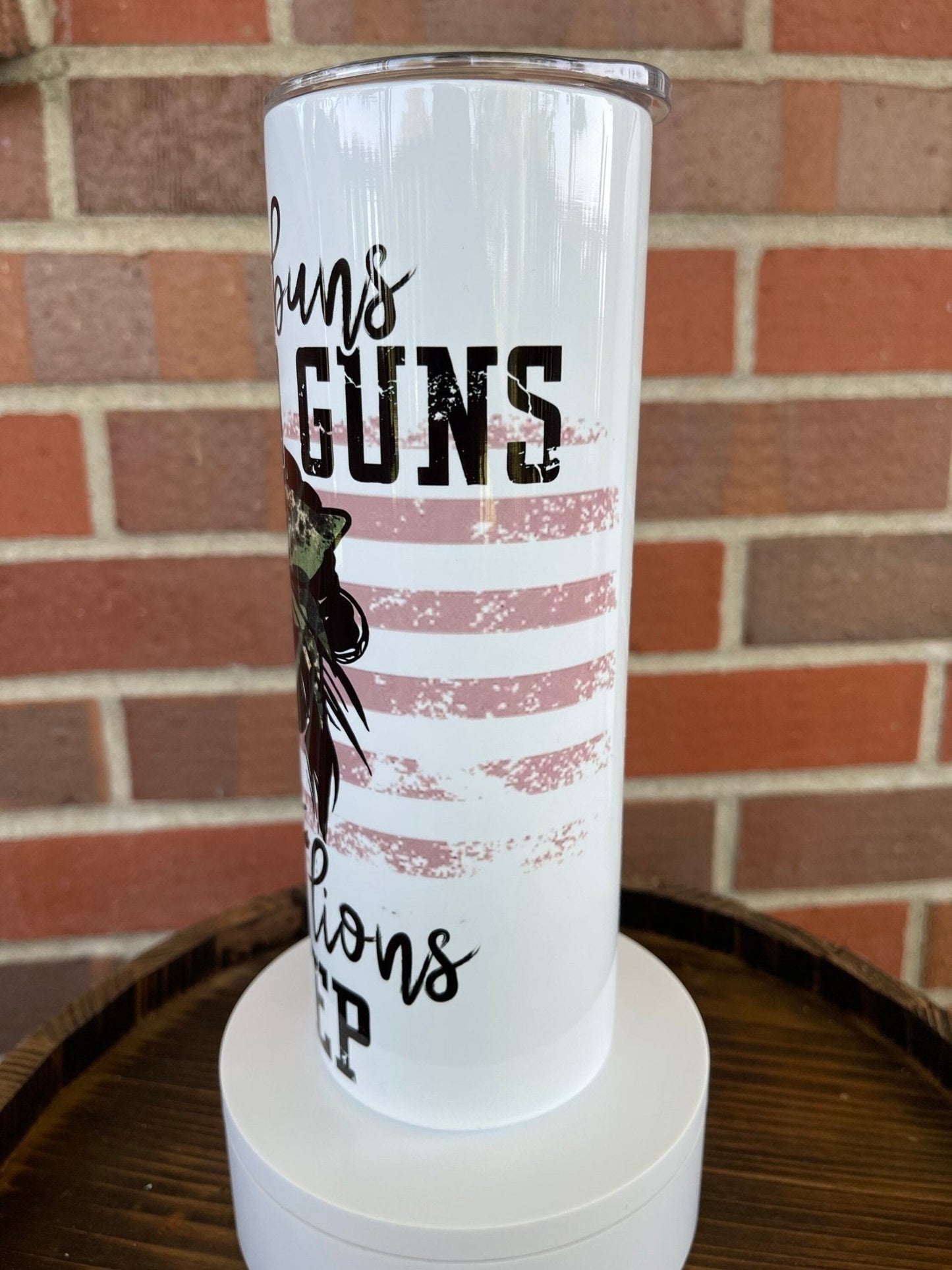 Mama Messy Buns + Loaded Guns Raising Lions, Not Sheep 20 oz Skinny Tumbler, Messy Buns Tumbler, Trump 2024, Patriotic Cup, Biden Is A Bitch - Twine + Sage Co. LLC