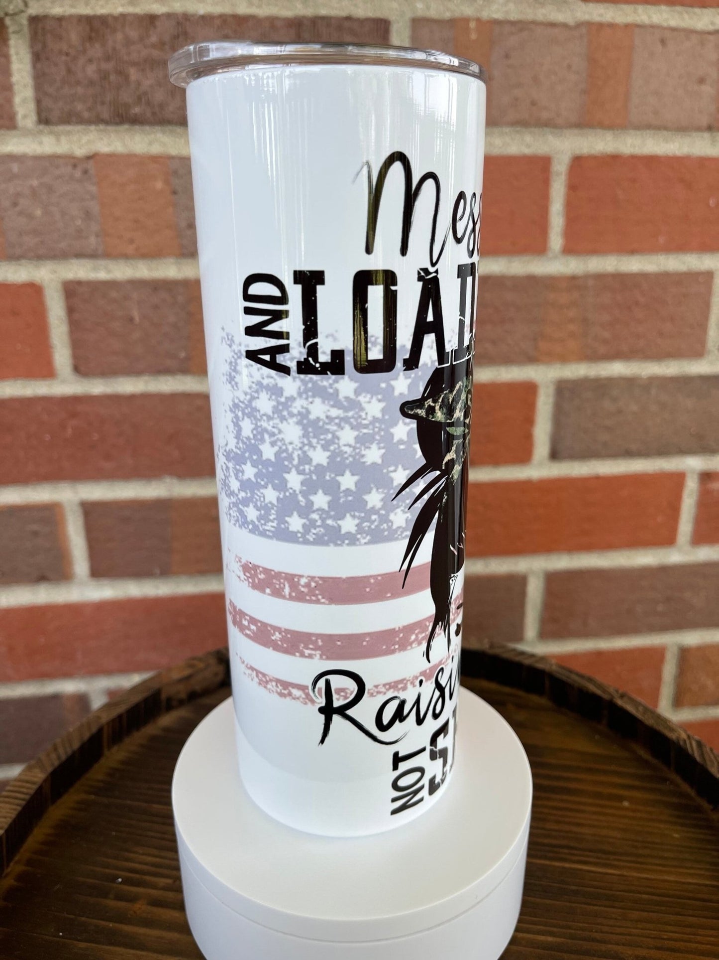 Mama Messy Buns + Loaded Guns Raising Lions, Not Sheep 20 oz Skinny Tumbler, Messy Buns Tumbler, Trump 2024, Patriotic Cup, Biden Is A Bitch - Twine + Sage Co. LLC