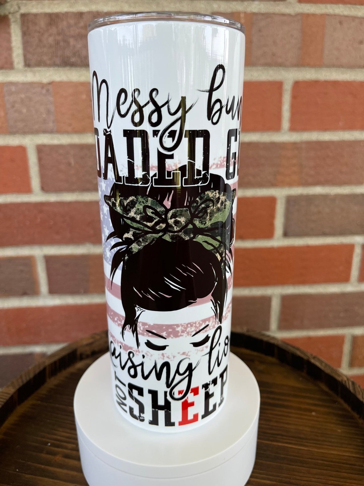 Mama Messy Buns + Loaded Guns Raising Lions, Not Sheep 20 oz Skinny Tumbler, Messy Buns Tumbler, Trump 2024, Patriotic Cup, Biden Is A Bitch - Twine + Sage Co. LLC