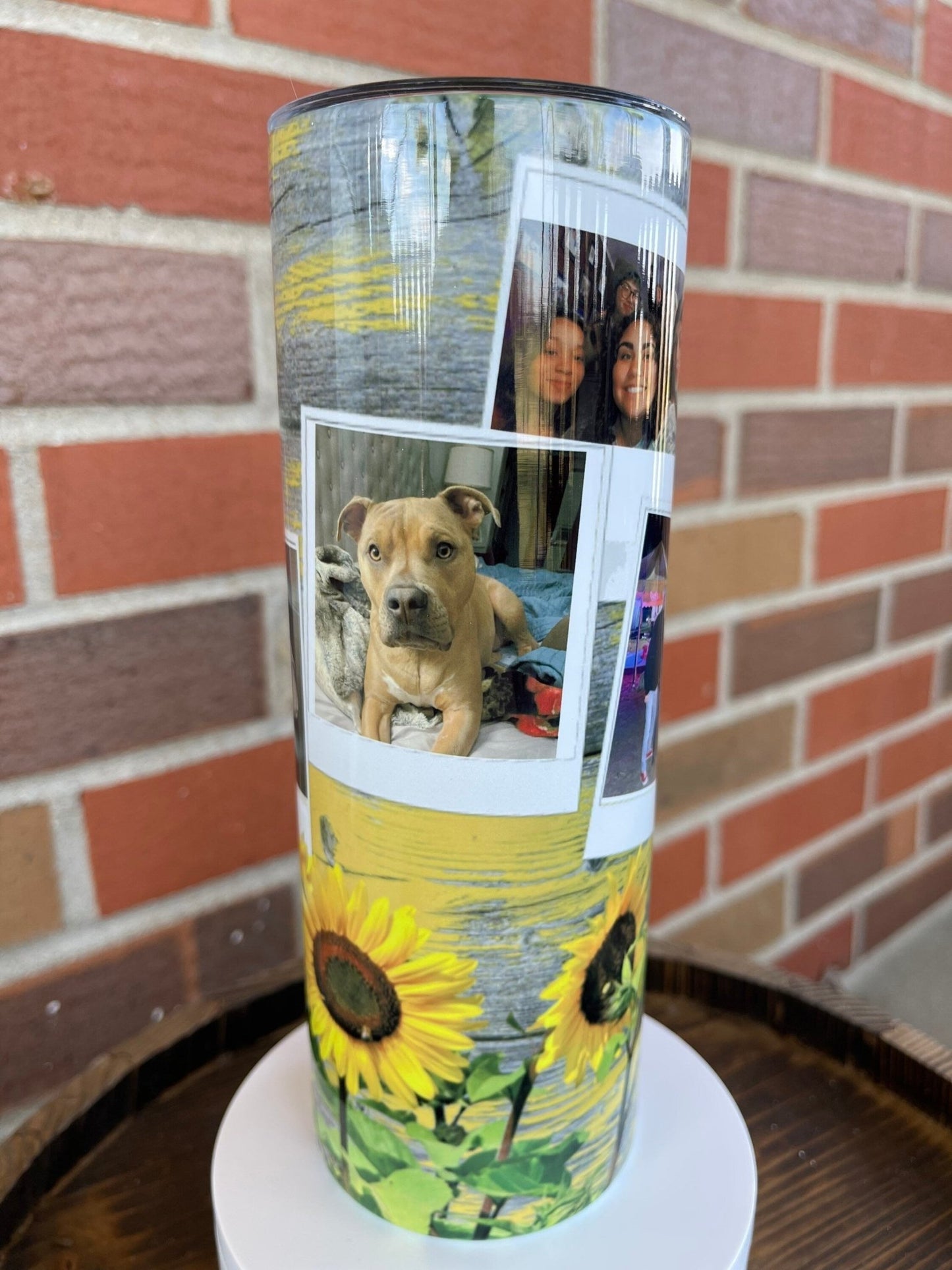 Personalized Tumbler, Christmas Gift, Mom Gift, Sunflowers, 20 oz Skinny Tumbler, Tumbler With Photos, Gift For Her, - Twine + Sage Co. LLC