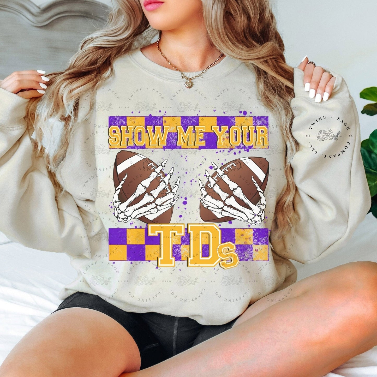 Show Me Your TDs Sweatshirt, Football Sweatshirt, NFL Sweatshirt, College Football Sweatshirt, Western Halloween Sweatshirt, Baggy Clothes - Twine + Sage Co. LLC