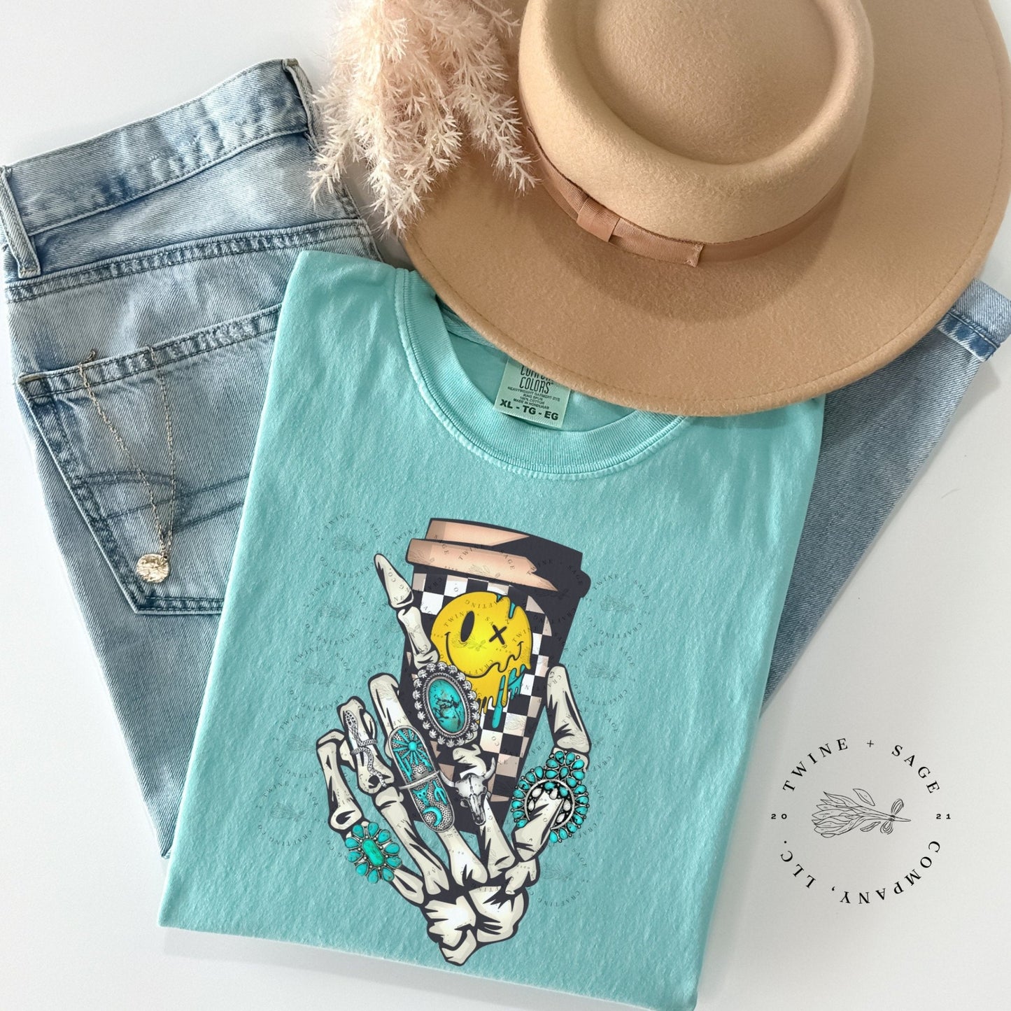 Skeleton Shirt, Turquoise Jewelry Shirt, Western Shirt, Cow Shirt, Graphic Tee Shirt, Comfort Colors Shirt - Twine + Sage Co. LLC