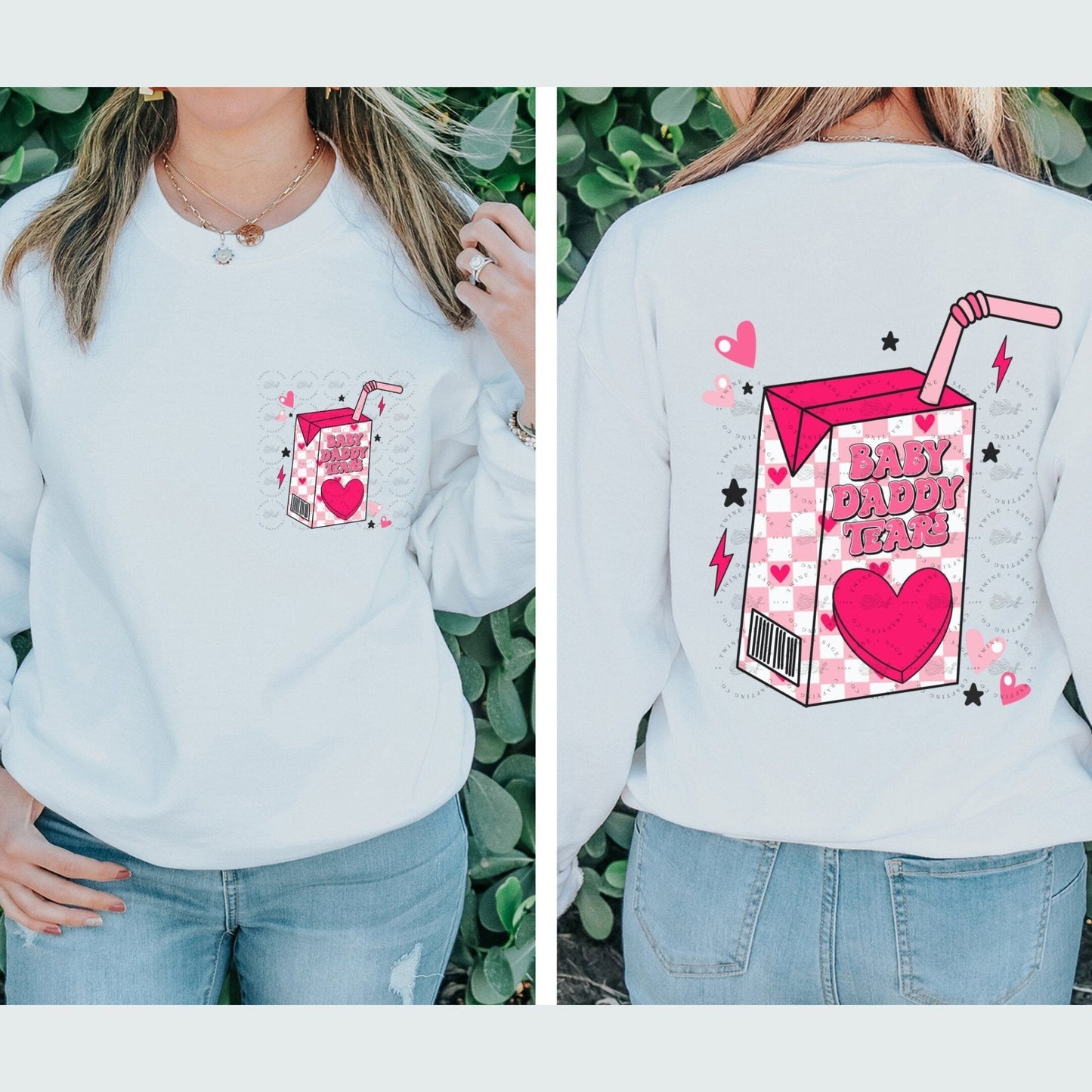 Valentine Sweatshirt, Baby Daddy Tears Sweatshirt, Valentine Gift For Her, Mother’s day Gift, Mama, Mom Gifts, Hearts, Personalized - Twine + Sage Co. LLC