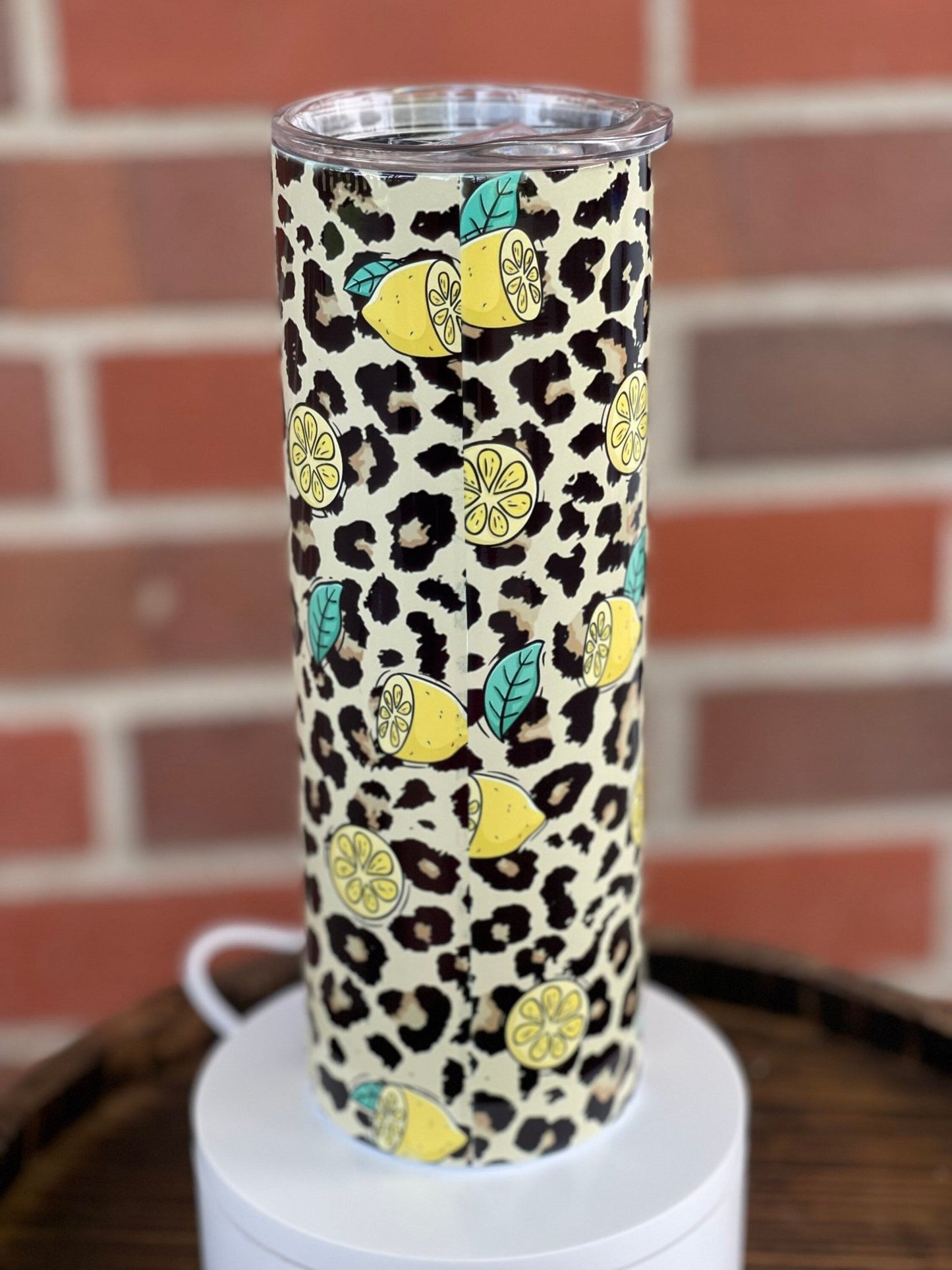 When Life Gives You Lemons + Add Vodka 20 oz Skinny Leopard Tumbler, Gifts For Her, Bridesmaid Gift, Holiday Gift, Sunshine, Sublimation Cup - Twine + Sage Co. LLC