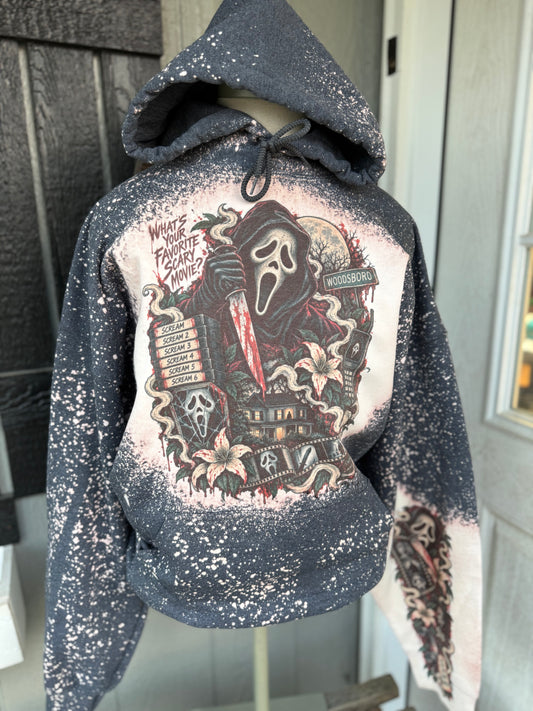 Ghostface, Scream, Scream Sweatshirt, Ghostface Sweatshirt, Horror, Halloween Horror Custom Bleach Hoodie Sweatshirt, Woodsboro, Slasher