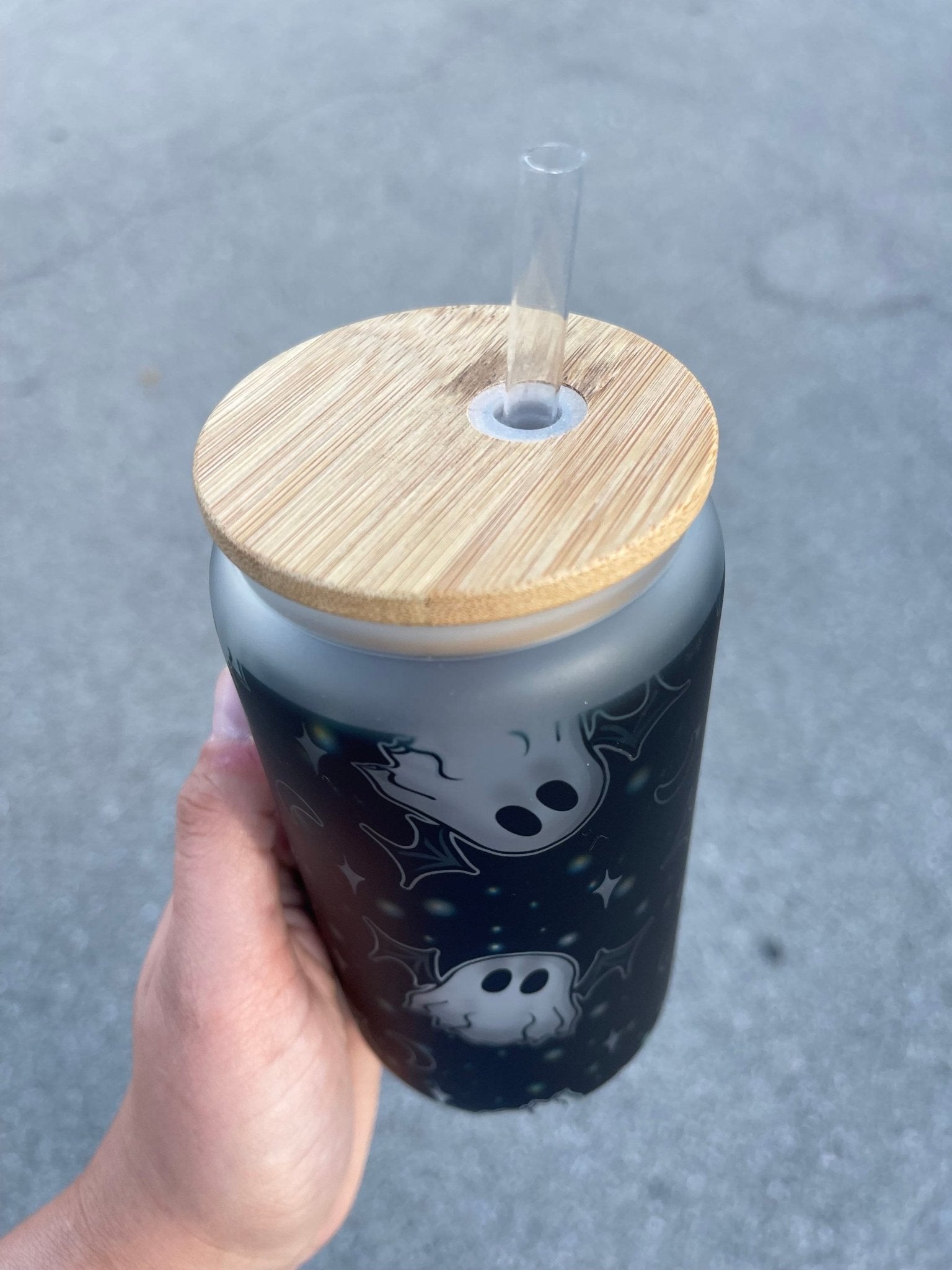 Bat and Boosy Libbey Can, Halloween Tumbler, Iced Coffee Glass, Halloween Glass Tumbler, Mama Glass Can - Twine + Sage Co. LLC