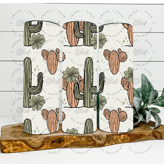 Cactus Tumbler, Skinny Tumbler, Mama Tumbler, Desert Cactus Cup, Gift, Mother's Day Gift, Gift For Her - Twine + Sage Co. LLC