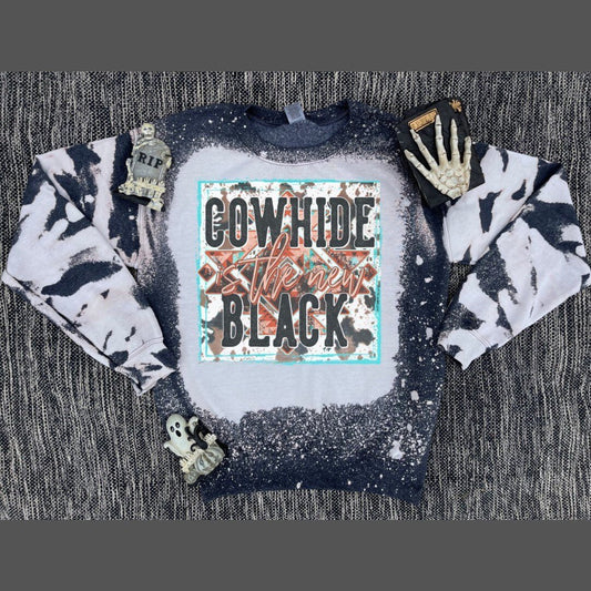 Cow Sweatshirt, Western Sweatshirt, Graphic Sweatshirt, Cowhide, Women’s Sweatshirt, Bleached Sweatshirt, Her Gift, Cow Print, Cow Shirt - Twine + Sage Co. LLC
