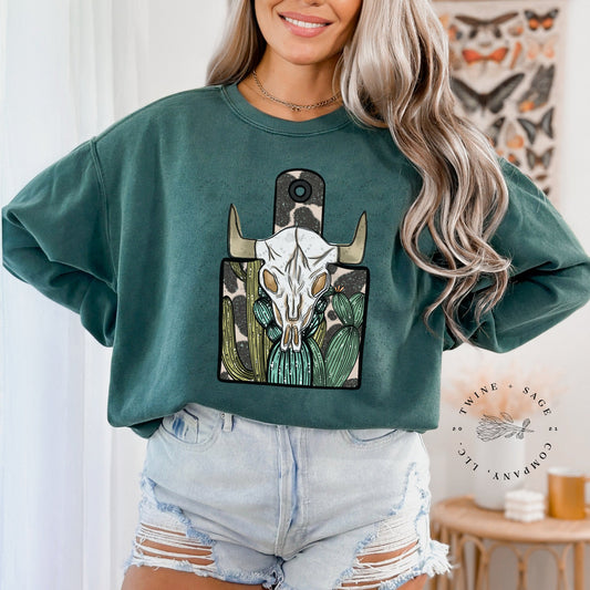 Cow Tag Sweatshirt, Comfort Colors Cowboy Sweatshirt, Cowboy Sweatshirt, Western Sweatshirt, Country Sweatshirt - Twine + Sage Co. LLC