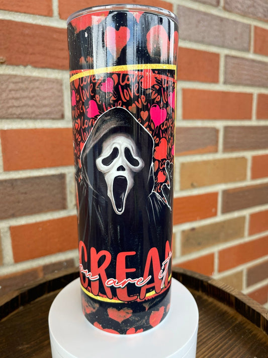 Ghostface 20 oz Skinny Tumbler, Scream Valentines Day Tumbler, Ghost Face Tumbler, Horror Movie Cup, Valentine, Gift For Her, Gift For Him - Twine + Sage Co. LLC