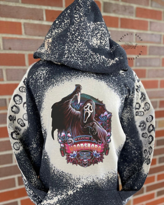 Ghostface Hoodie, Welcome To Woodsboro, Halloween Sweatshirt, Ghostface Scream, Sweatshirt, Horror, Elm St, Horror Custom Sweatshirt - Twine + Sage Co. LLC