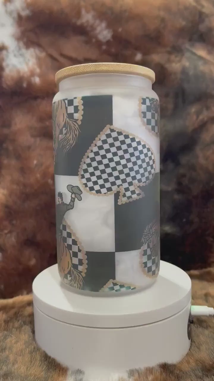 Western Tumbler, 16 Oz Frosted Glass Tumbler, Tumbler, Cute Tumbler, Gift Tumbler, Frosted Glass Coffee Tumbler