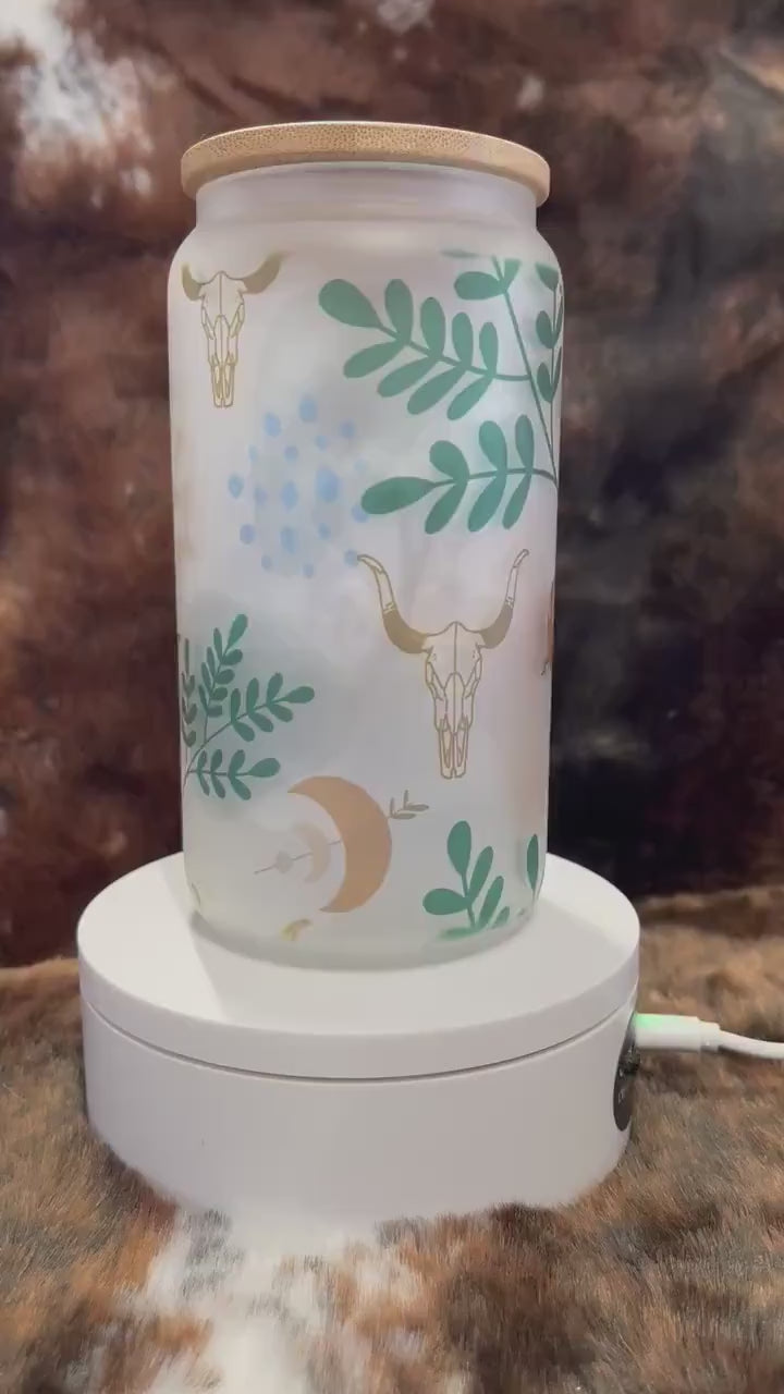 Western Tumbler, 16 Oz Frosted Glass Tumbler, Tumbler, Cute Tumbler, Gift Tumbler, Frosted Glass Coffee Tumbler