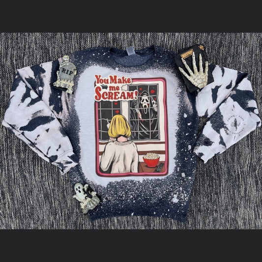 Horror Sweatshirt, Halloween Sweatshirt, Horror, Halloween Horror Custom Bleach Crew Sweatshirt - Twine + Sage Co. LLC