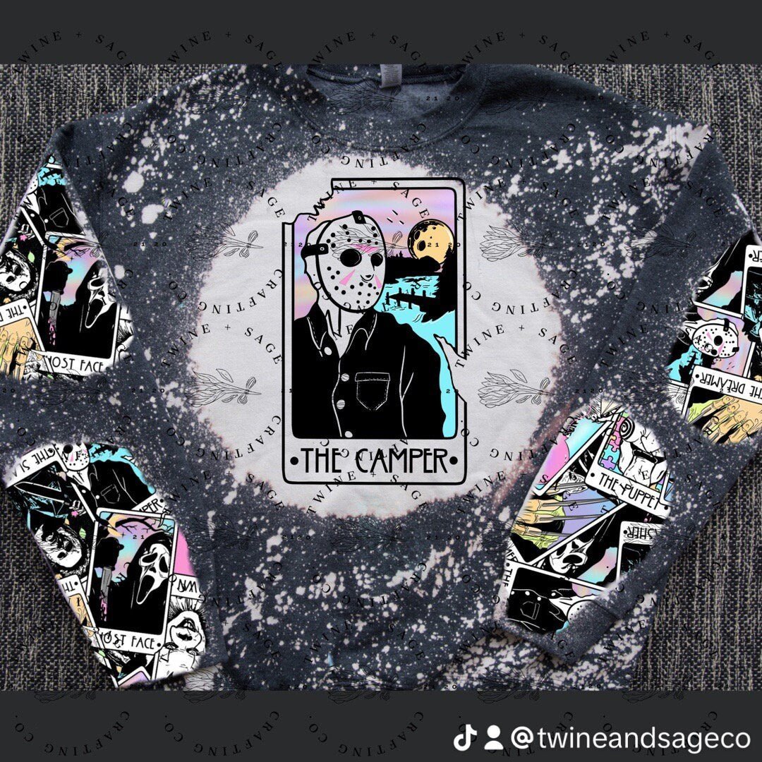 Horror Tarot Cards Sweatshirt, Ghostface, Scream, Horror, Scream Crewneck, Halloween Horror Bleach Crew Sweatshirt, Woodsboro, Slasher - Twine + Sage Co. LLC
