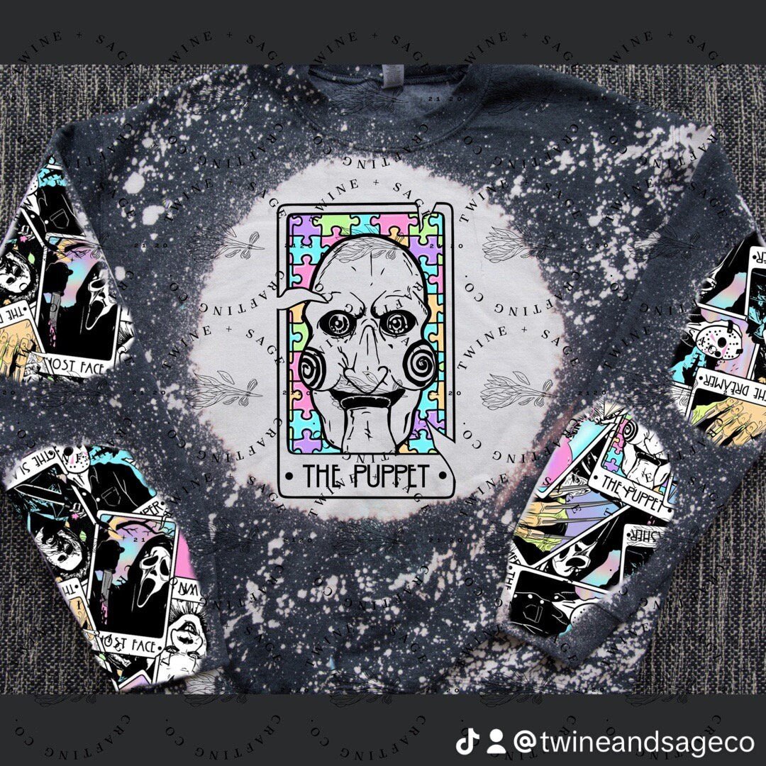 Horror Tarot Cards Sweatshirt, Ghostface, Scream, Horror, Scream Crewneck, Halloween Horror Bleach Crew Sweatshirt, Woodsboro, Slasher - Twine + Sage Co. LLC