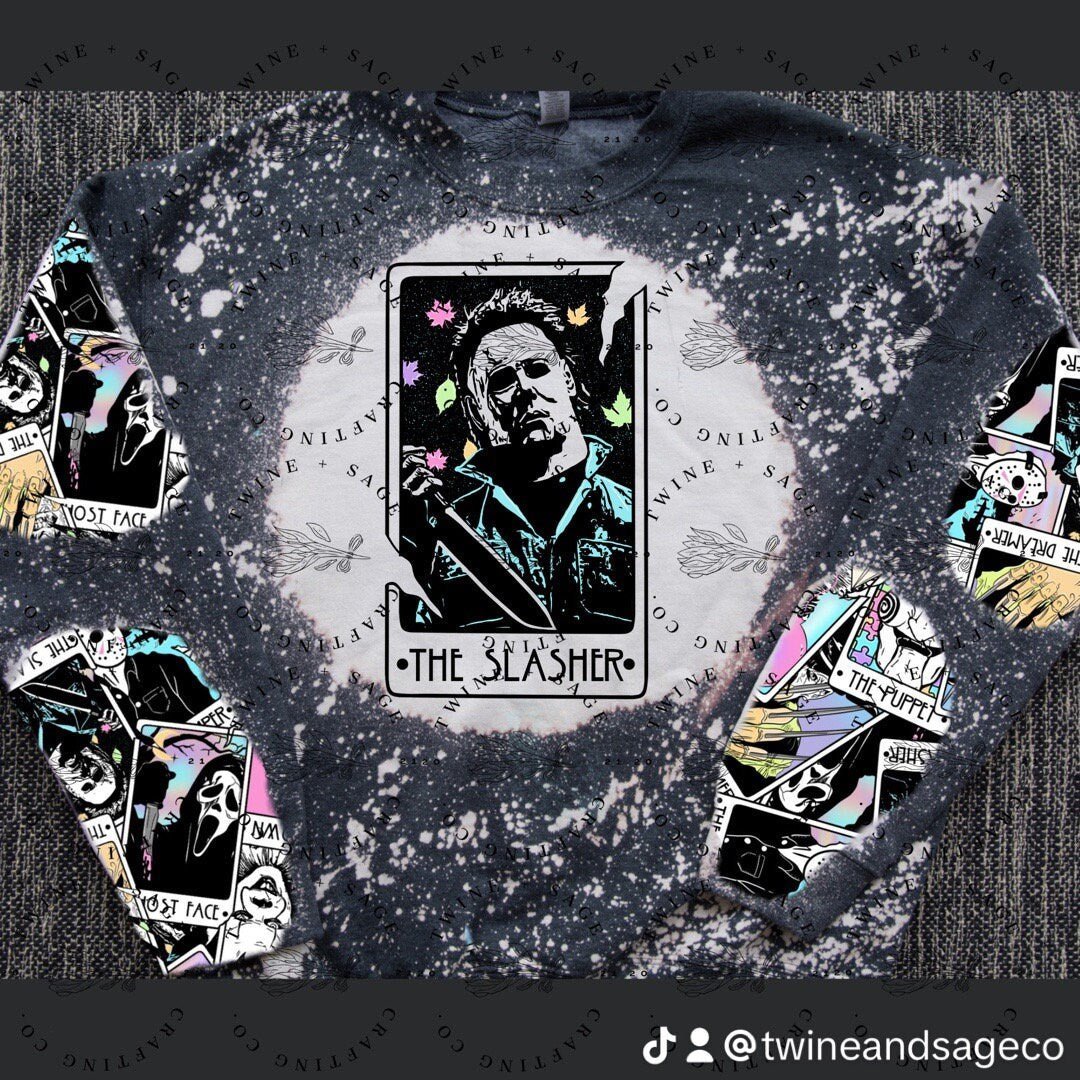 Horror Tarot Cards Sweatshirt, Ghostface, Scream, Horror, Scream Crewneck, Halloween Horror Bleach Crew Sweatshirt, Woodsboro, Slasher - Twine + Sage Co. LLC