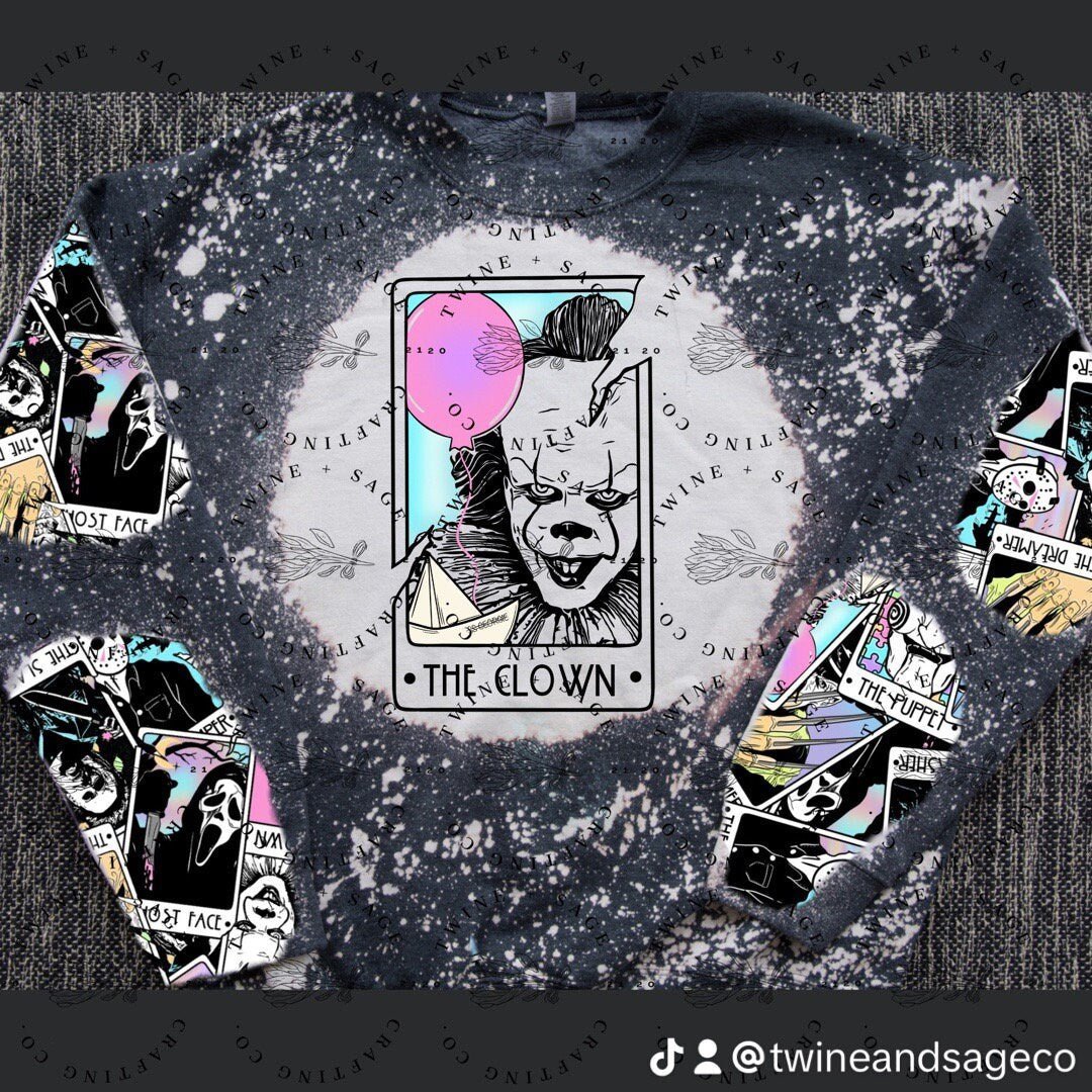 Horror Tarot Cards Sweatshirt, Ghostface, Scream, Horror, Scream Crewneck, Halloween Horror Bleach Crew Sweatshirt, Woodsboro, Slasher - Twine + Sage Co. LLC