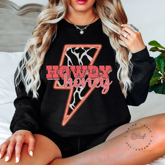 Howdy Honey Sweatshirt, Mama Sweatshirt, Western Sweatshirt, Country Sweatshirt - Twine + Sage Co. LLC