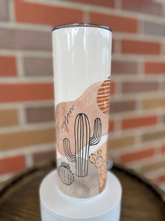 Personalized Desert Tumbler, Skinny Tumbler, Mama Tumbler, Desert Cactus Cup, Gift, Mother's Day Gift, Gift For Her