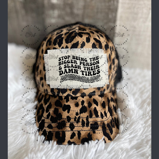 Leopard Baseball Hat, Somebody's fine ass mama leopard hat, ponytail hat, baseball cap, leopard print, truckers hat, mom life,animal print - Twine + Sage Co. LLC