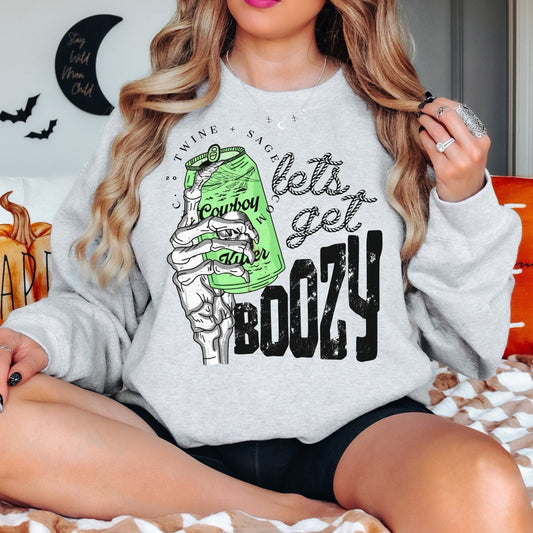 Let’s Get Boozy Halloween Crewneck Sweatshirt, Boo Halloween Shirt, Spooky Rodeo Sweatshirt, Fall Coffee Pumpkins, Bleach Crew Sweatshirt - Twine + Sage Co. LLC