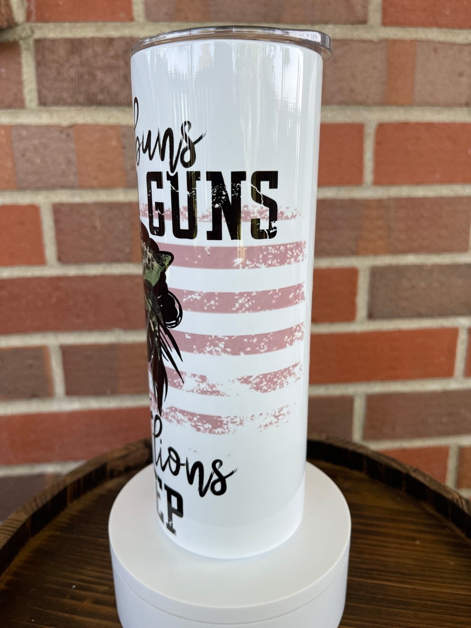 Mama Messy Buns + Loaded Guns Raising Lions, Not Sheep 20 oz Skinny Tumbler, Messy Buns Tumbler, Trump 2024, Patriotic Cup, Biden Is A Bitch - Twine + Sage Co. LLC