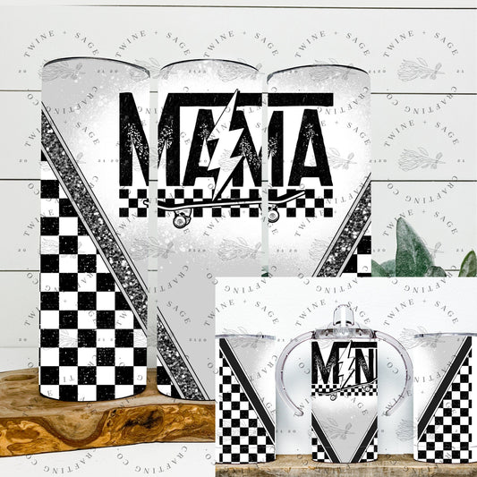 Mama + Mini Tumbler Sippy Cup Set, Checkered Tumbler, 12 oz 20 oz Skinny Tumbler, Mama And Mini Cups, Mommy Me, Mothers Day Set, Alternative - Twine + Sage Co. LLC