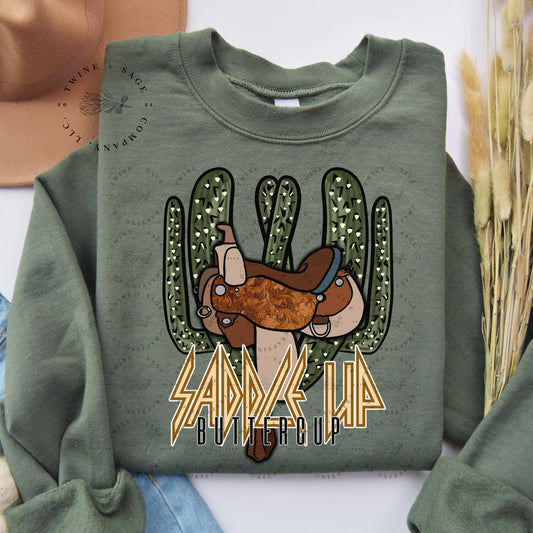 Saddle Up Buttercup Sweatshirt, Cowboy Sweatshirt, Western Sweatshirt, Country Sweatshirt, Turquoise Sweatshirt - Twine + Sage Co. LLC