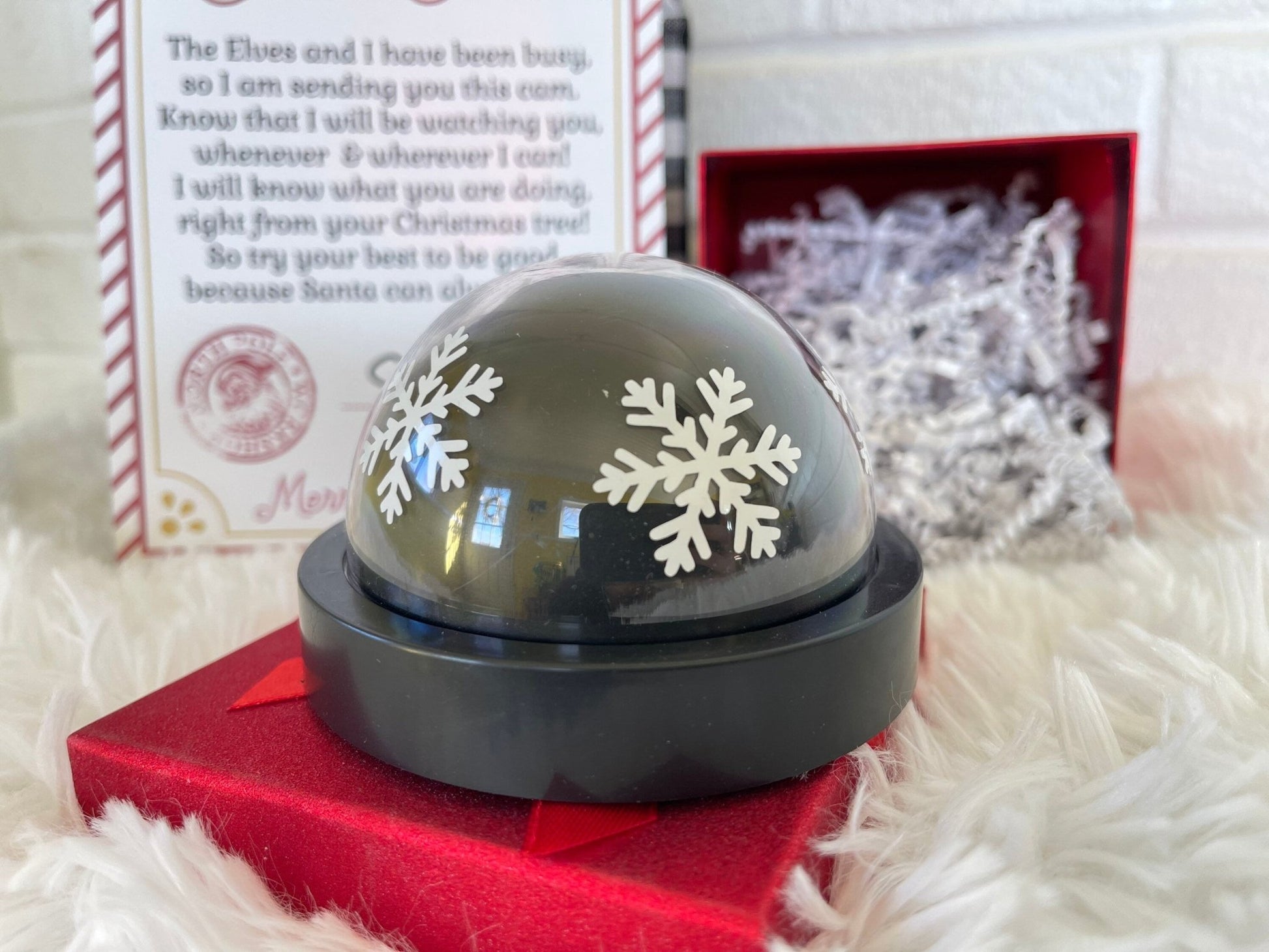 Santa Cam Christmas Blinking Mock Surveillance Camera and Santa Letter, North Pole Elves, Holiday Gift Wrapped, No Peeking, Xmas Decor, Xmas - Twine + Sage Co. LLC