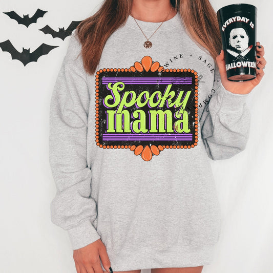 Spooky Mama Halloween Crewneck Sweatshirt, Spooky Rodeo Sweatshirt, Fall Coffee Pumpkins, Bleach Crew Sweatshirt - Twine + Sage Co. LLC