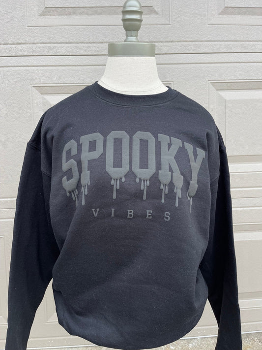 Spooky Vibes Halloween Sweatshirt, Halloween Sweatshirt, Ghost Sweatshirt, Western Halloween Sweatshirt, Baggy Clothes, Halloween 2023 - Twine + Sage Co. LLC