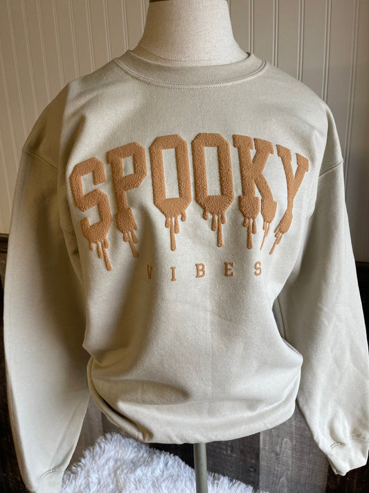 Spooky Vibes Halloween Sweatshirt, Halloween Sweatshirt, Ghost Sweatshirt, Western Halloween Sweatshirt, Baggy Clothes, Halloween 2023 - Twine + Sage Co. LLC