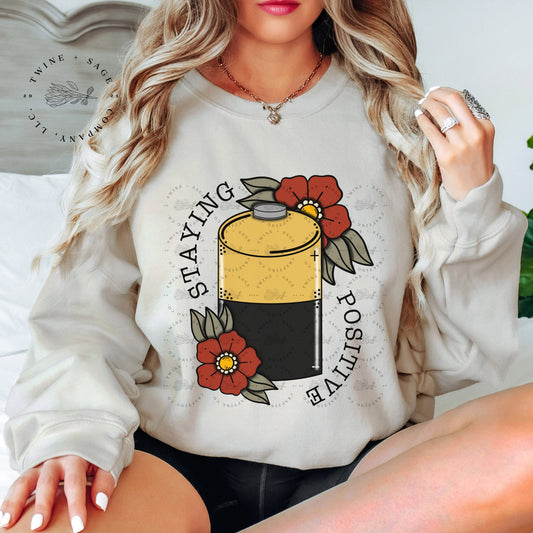 Staying Positive Sweatshirt, Mama Sweatshirt, Grunge Sweatshirt, Alternative Sweatshirt - Twine + Sage Co. LLC