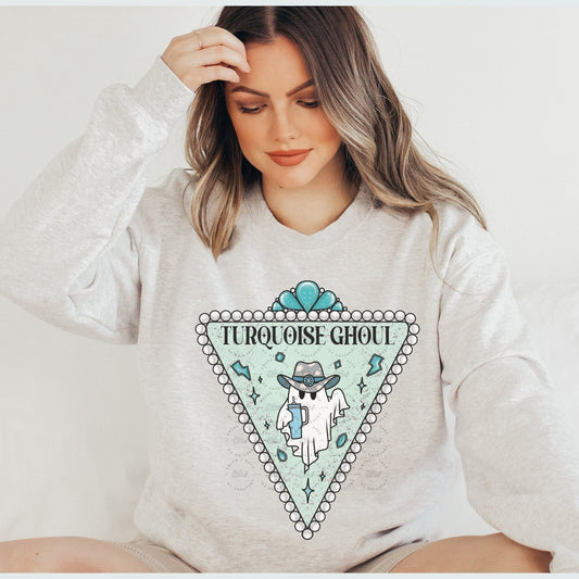 Turquoise Ghoul Sweatshirt, Western Sweatshirt, Cowgirl Sweatshirt, Valentines Sweatshirt, Valentine Sweatshirt - Twine + Sage Co. LLC