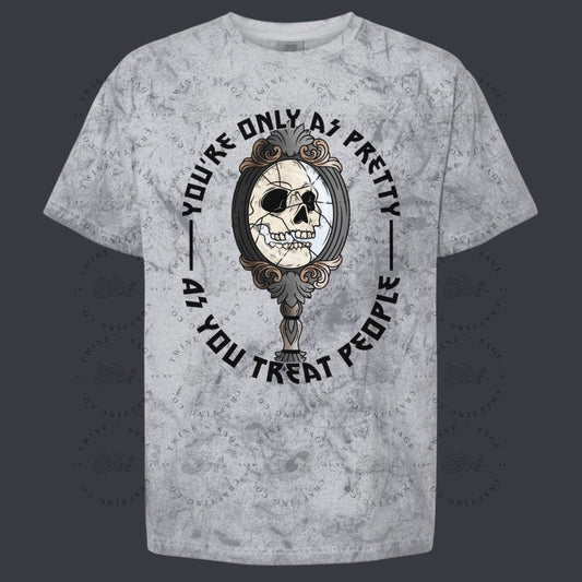 You’re Only As Pretty As You Treat People Shirt, Skeleton Shirt, Grungy Shirt, Graphic Tee Shirt, Comfort Colors, Sad Shirt, Grunge Shirt - Twine + Sage Co. LLC